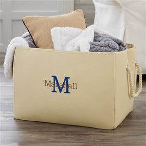 Embroidered Tan Storage Tote - Name & Initial - 18680
