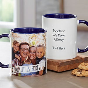 Personalized Photo Coffee Mugs with Graphic Overlay - Blue - 18714-BL