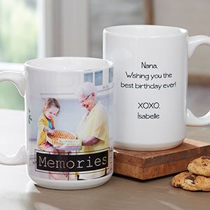 Personalized Photo Coffee Mug with Graphic Overlay - Large - 18714-L