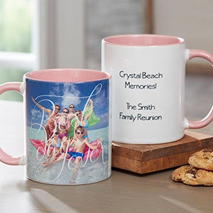 Photo Personalized Coffee Mug with Graphic Overlay - Pink - 18714-P