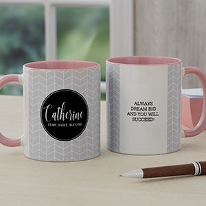 Name Meaning Personalized Geometric Coffee Mug 11 oz.- Pink - 18720-P
