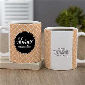 Name Meaning Personalized Geometric Coffee Mug 11 oz.- White - 18720-S