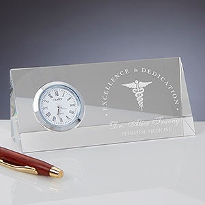 Medical Profession Personalized Crystal Desk Clock Name Plate - 18785