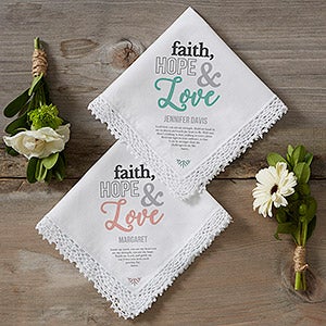 Faith, Hope  Love Personalized Handkerchief - 18788