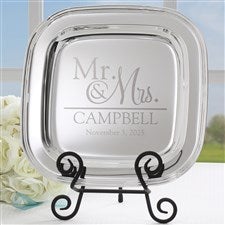 Wedded Pair Personalized Silver Tray - 18812