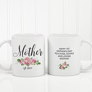 New Mom Personalized Floral Coffee Mug 11 oz.- White - 18818-S