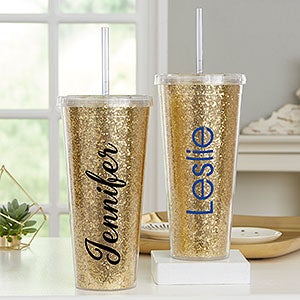Personalized 22oz Insulated Tumbler - Glitter  Gold - 18821-T