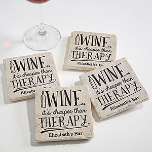 Theres Always Time For Wine Tumbled Stone Coaster Set - 18875