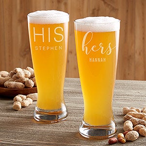 His  Hers Personalized Beer Glasses - 18880-P