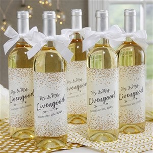 Sparkling Love Personalized Wedding Wine Bottle Label - 18887-T