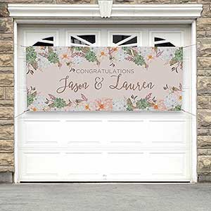 Modern Floral Wedding Personalized Banner - 30x72 - 18916
