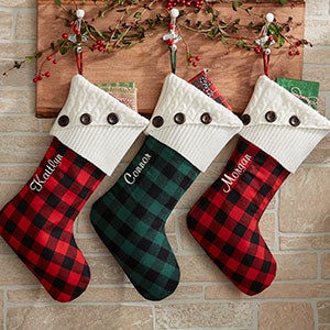 Buffalo Check Stocking, Plaid Christmas Stocking, Personalized Fur