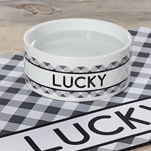 Personalized Plaid Small Dog Bowls - 19023-S