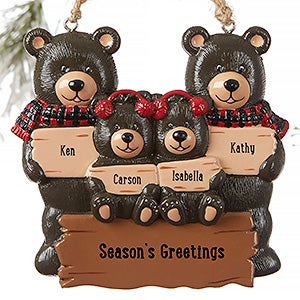Holiday Bear Family© Personalized Ornament- 4 Names - 19063-4