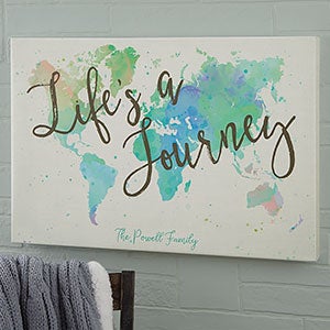 The Journey Personalized World Map Canvas Print- 16 x 24 - 19102-M