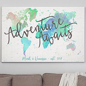 The Journey Personalized World Map Canvas Print- 32 x 48 - 19102-32x48