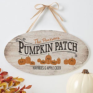 Family Pumpkin Patch Personalized Oval Wood Sign - 19112