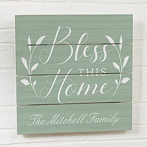 Bless This Home Personalized Wooden Slat Sign- 12 x 12 - 19171-12x12