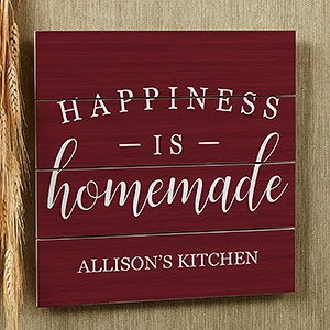 Happiness Is Homemade 12x12 Personalized Wood Plank Sign - 19172-12x12