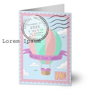 Special Delivery Personalized Baby Girl Greeting Card - 19242