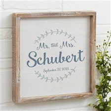 Mr  Mrs Personalized Whitewashed Frame Wall Art- 12 x 12 - 19250-12x12