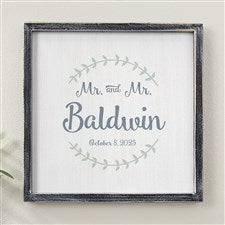 Mr  Mrs Personalized Blackwashed Frame Wall Art- 12 x 12 - 19250B-12x12