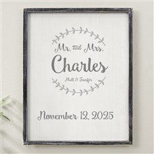 Mr  Mrs Personalized Blackwashed Frame Wall Art- 14x 18 - 19250B-14x18