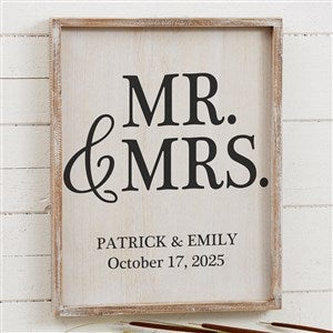 Personalized Mr  Mrs Wedding Wall Art - Barnwood Frame | 14x18 - 19277-14x18