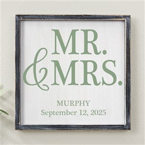 Mr.  Mrs. Personalized Blackwashed Barnwood Frame Wall Art- 12 x 12quot; - 19277B-12x12