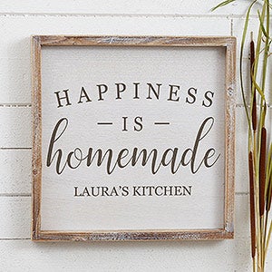 Happiness is Homemade Personalized Whitewashed Barnwood Frame Wall Art- 12x 12 - 19279-12x12