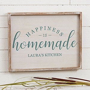 Happiness is Homemade Personalized Whitewashed Barnwood Frame Wall Art- 14x 18 - 19279-14x18