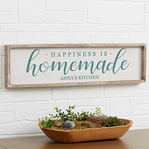Happiness is Homemade Personalized Whitewashed Barnwood Frame - 30 x 8 - 19289-30x8