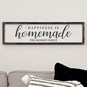 Happiness is Homemade Personalized Blackwashed Wood Wall Art - 19289B-30x8