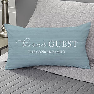 Be Our Guest Personalized Lumbar Velvet Throw Pillow - 19318-LBV