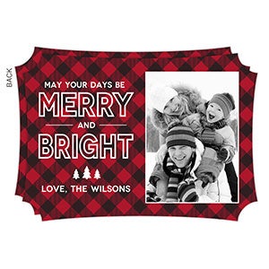 Merry & Bright Plaid Premium Holiday Card - 19341-P