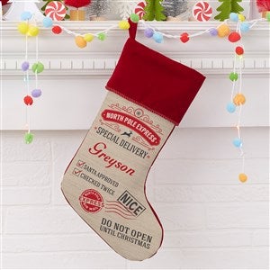 Special Delivery Personalized Burgundy Christmas Stocking - 19347