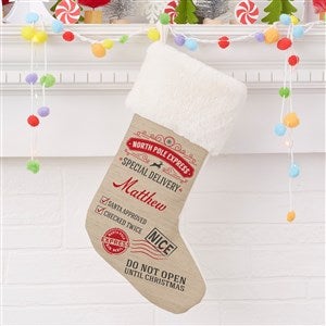 Special Delivery Personalized Ivory Faux Fur Christmas Stocking - 19347-IF