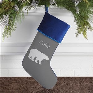 Winter Silhouette Personalized Blue Christmas Stockings - 19349-BL