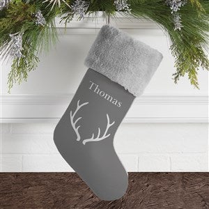 Winter Silhouette Personalized Grey Faux Fur Christmas Stockings - 19349-GF