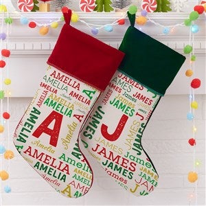 Repeating Name Personalized Burgundy Christmas Stocking - 19353