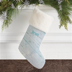 Coastal Home Personalized Ivory Faux Fur Christmas Stocking - 19355-IF