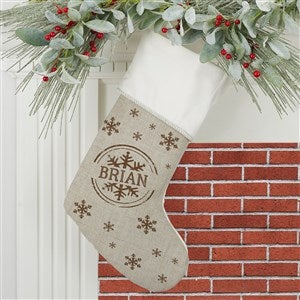 Stamped Snowflake Personalized Ivory Stockings - 19357-I