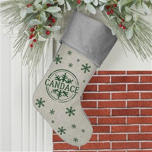 Stamped Snowflake Personalized Grey Christmas Stocking - 19357-GR