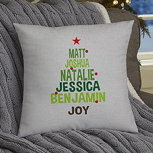 Christmas Family Tree Personalized 14 Throw Pillow - 19383-S