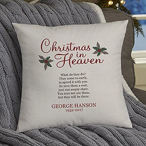 Christmas In Heaven Personalized 14-inch Velvet Throw Pillow - 19384-SV