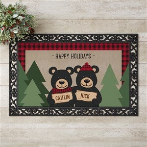 Personalized Holiday Doormat 20x35 - Black Bear Family - 19461-M