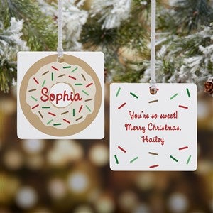 Donut Fun Personalized Square Photo Ornament- 2.75quot; Metal - 2 Sided - 19483-2M