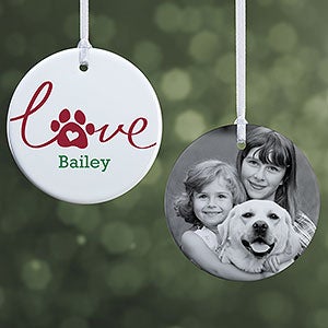 Love Has 4 Paws Personalized Dog Photo Ornament - 19485-2