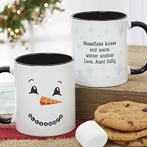 Snowman Character Personalized Christmas Mug - 11oz Black - 19489-B