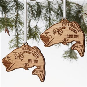 Bass Fish Personalized Natural Wood Christmas Ornament - 19564